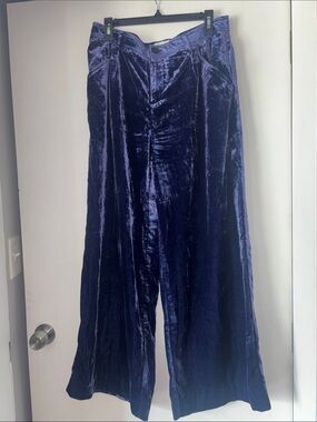 Anthropologie Blue Velvet Trousers